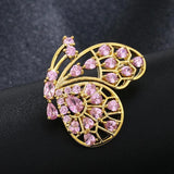 Pink Butterfly Brooch Pins for Women Girls CZ Wedding Bro