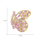 Pink Butterfly Brooch Pins for Women Girls CZ Wedding Bro