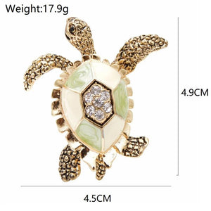 Turtle Brooch Rhinestone Pin Winter Jewelry