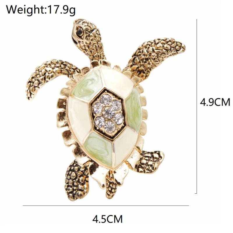 Turtle Brooch Rhinestone Pin Winter Jewelry