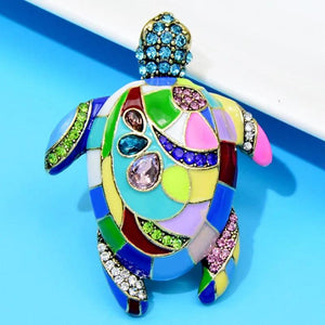 Turtle Brooch Rhinestone Pin Winter Jewelry