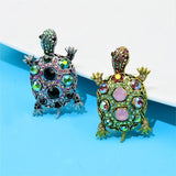 Turtle Brooch Rhinestone Pin Winter Jewelry