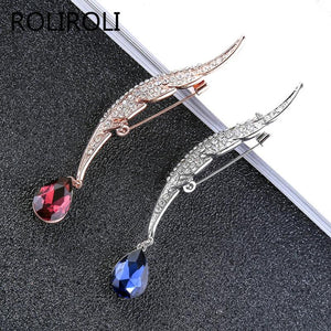 Feather Crystal Brooch Women Clothing Accessories