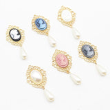 10pcs Alloy Oval Princess Head Pearl Flat Wedding Crafts