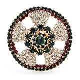 Rhinestone Round Brooches For Women Geometric Flower Party Pins