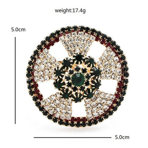 Rhinestone Round Brooches For Women Geometric Flower Party Pins