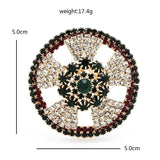 Rhinestone Round Brooches For Women Geometric Flower Party Pins