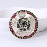 Rhinestone Round Brooches For Women Geometric Flower Party Pins