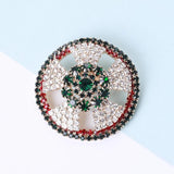 Rhinestone Round Brooches For Women Geometric Flower Party Pins