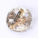 Rhinestone Round Brooches For Women Geometric Flower Party Pins