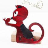 Acrylic Red Cat Bird Brooches Metal Pin for Women Kids Cartoon Animal
