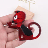 Acrylic Red Cat Bird Brooches Metal Pin for Women Kids Cartoon Animal