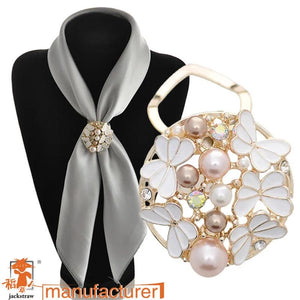 Enamel Butterfly Silk Scarf Clip Pin Brooch Wedding Shawl Buckle