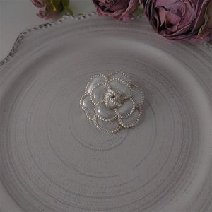 Vintage Rose Enamel Pins Small Pearls Flower Brooch