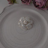 Vintage Rose Enamel Pins Small Pearls Flower Brooch