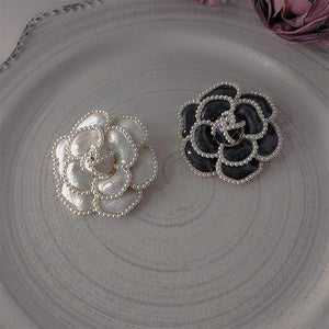 Vintage Rose Enamel Pins Small Pearls Flower Brooch