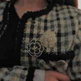 Vintage Rose Enamel Pins Small Pearls Flower Brooch