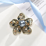 Alloy Rhinestone Brooch Vintage Pearl Flower Brooch