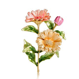 Pink Chrysanthemum Flower Brooches Pins Enamel Corsages Pin