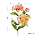 Pink Chrysanthemum Flower Brooches Pins Enamel Corsages Pin