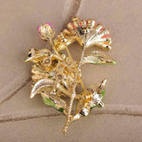 Pink Chrysanthemum Flower Brooches Pins Enamel Corsages Pin