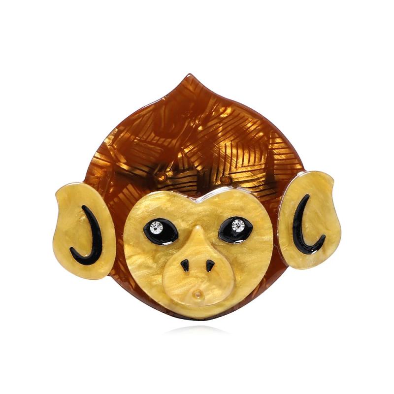 Acrylic Animal Monkey Brooches Cute Sitting Pet Pin