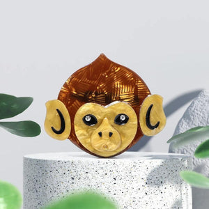 Acrylic Animal Monkey Brooches Cute Sitting Pet Pin