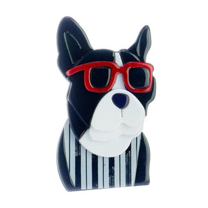 Acrylic Cartoon Sunglasses Dog Brooches Women Kids Animal Badges Pins