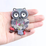 Acrylic Owl Brooch Pins for Women Kids Resin Corsage Clips Pins