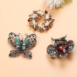 Lg Crystal Water Drop Animal Brooch Vintage Pendant Butterfly Owl Wedding Pin