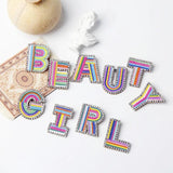 Beaded Initial Brooch Pin, Rhinestone Alphabet Monogram Pins A-Z
