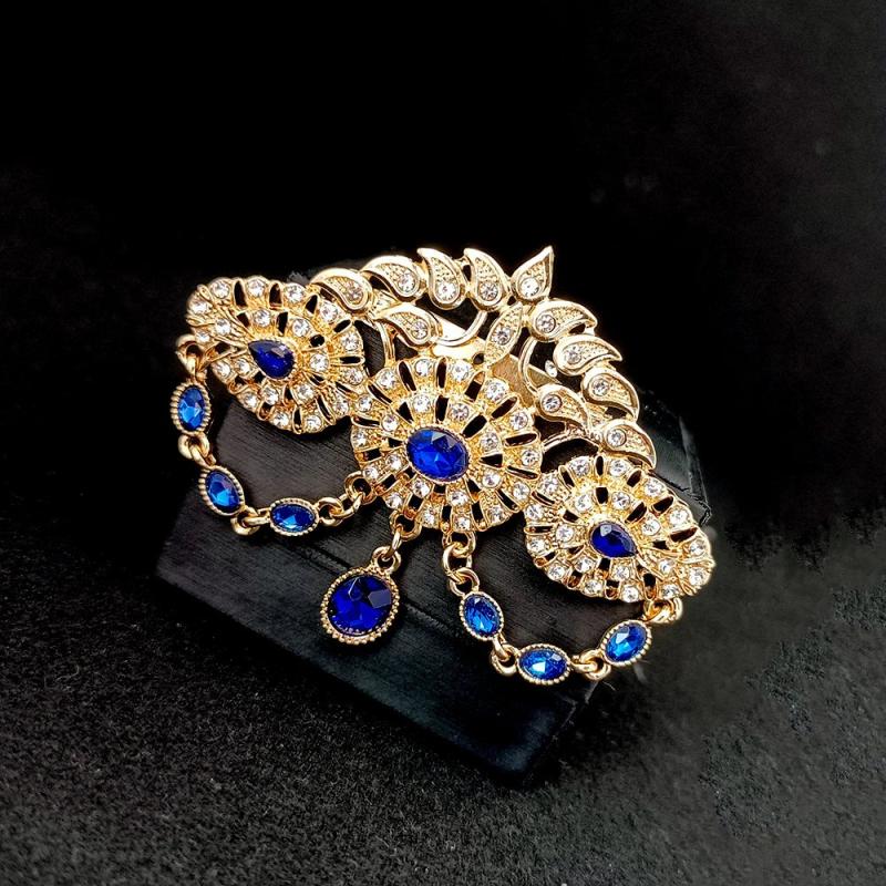 Moroccan Crystal Brooch Plated Pendant Wedding Jewelry