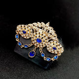 Moroccan Crystal Brooch Plated Pendant Wedding Jewelry