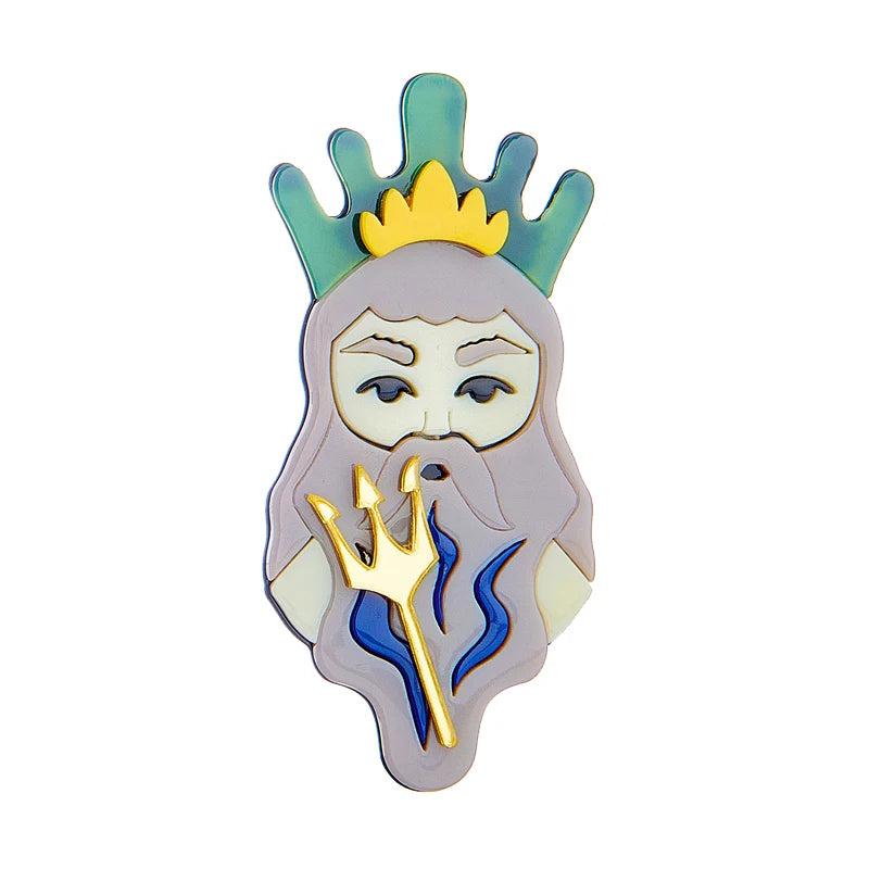 Vintage Greece Myth Character Women Brooch Acrylic Lady Jewelry