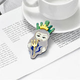 Vintage Greece Myth Character Women Brooch Acrylic Lady Jewelry