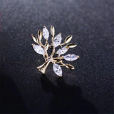 CZ Tree Lapel Pin for Women Summer Ornament Lovely Three CZ Plant Collar Pins