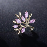 CZ Tree Lapel Pin for Women Summer Ornament Lovely Three CZ Plant Collar Pins