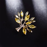 CZ Tree Lapel Pin for Women Summer Ornament Lovely Three CZ Plant Collar Pins