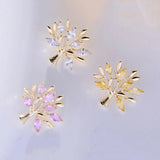CZ Tree Lapel Pin for Women Summer Ornament Lovely Three CZ Plant Collar Pins
