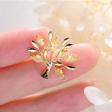 CZ Tree Lapel Pin for Women Summer Ornament Lovely Three CZ Plant Collar Pins