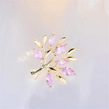 CZ Tree Lapel Pin for Women Summer Ornament Lovely Three CZ Plant Collar Pins