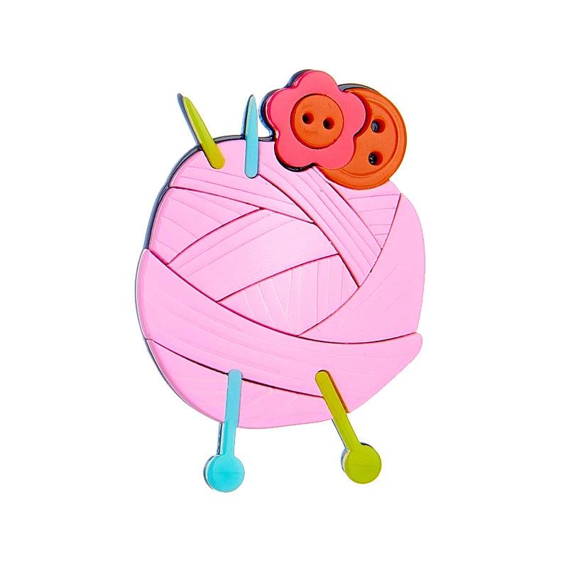 Pink Yarn Ball Brooch Cartoon Pin