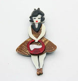 Acrylic Lady with Handbag Brooch - Wedding Bouquets Jewelry