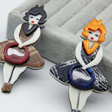 Acrylic Lady with Handbag Brooch - Wedding Bouquets Jewelry