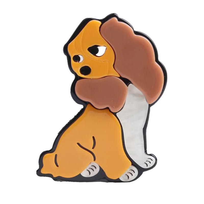 Acrylic Dog Brooches Women Girl Animal Lapel Pins Hat Dress Party Jewelry