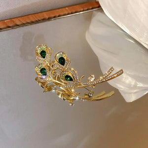 Vintage Green Crystal Calla Lily Flower Brooch for Women