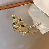 Vintage Green Crystal Calla Lily Flower Brooch for Women