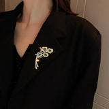 Vintage Green Crystal Calla Lily Flower Brooch for Women