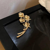 Vintage Green Crystal Calla Lily Flower Brooch for Women