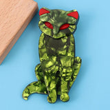 Green Cat Acrylic Brooch Pins Resin Animal Badges Jewelry